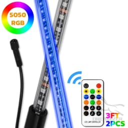 2PCS 3FT LED Whip Light Universal RGB LED Flagpole Lamp Colorful Antenna Driving Decorative Light For Car SUV ATV UTV RZR 12V