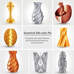 GEEETECH 10Kg 3d Silk PLA Filament 1.75mm Spool Wire For 3D Printer Material, Safety, Vacuum Packaging