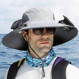 Swim Hat Men Outdoor Wide Brim Sun Hat With Solar Fan Wide Brim Solar Fan Outdoor Fishing Hat Solar USB Charging Desktop Visor