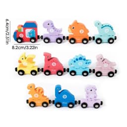 Small Magnetic Number Train Wooden Train Cars Smooth Edges Dinosaur Train Game Educational Car Toy For Knowing Various Colors