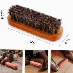 Quality Leather Shoe Brush Solid Wooden Handle Details Polishing and Cleaning Brush Horse Hair Soft Wood Brush Shoe Accessories