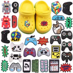 1-30PCS PVC Shoe Charms Gamepad Robot Mobile Phone Game Console Buckle Accessories Decorations Button Ornament Kid Boys Gift