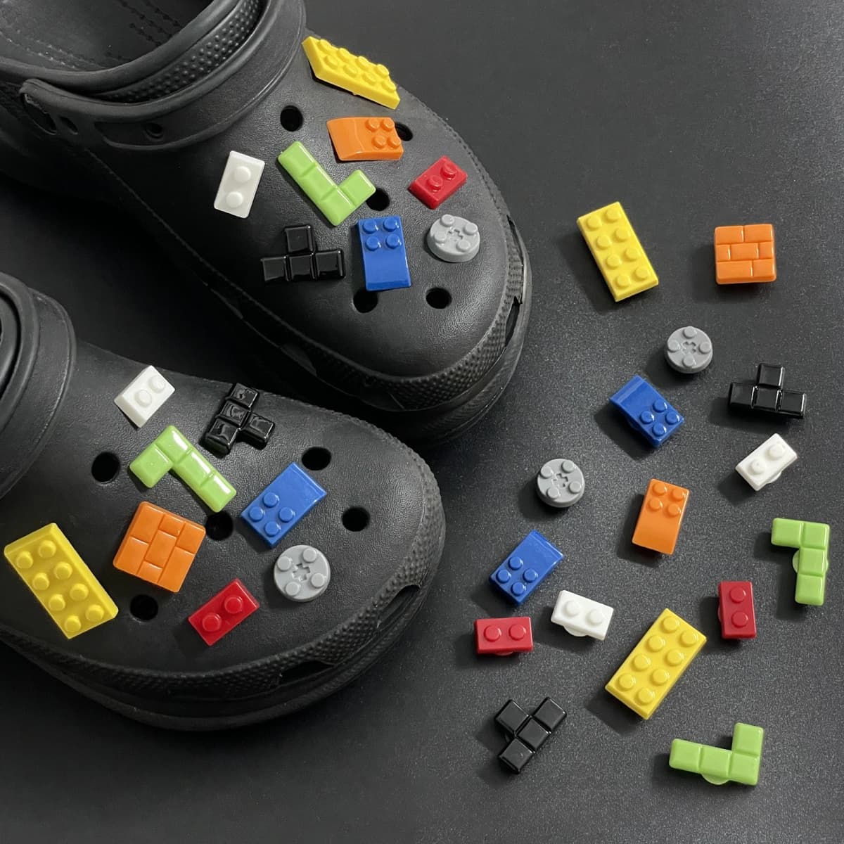 3D Building Block Shaped Shoe Charms for Clog Slide Sandals DIY Clogs Decoration Shoe Buckle Pins Shoe Decoration Birthday Gifts