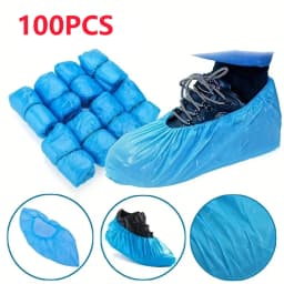 100PCS Disposable Waterproof Shoe Cover Plastic Non-Slip Foot Cover Indoor PE Padded Shoe Cover