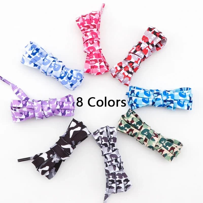 1 Pair Flat Shoe Laces For Sneakers Colorful Shoelaces Camouflage Print Boot Men And Women Leisure Shoestring Accessories