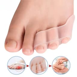 1 Pair Soft Silicone Toe Separator Corrector Three Hole Toe Sleeve Small Toe Varus Protector Pain Relief Foot Care