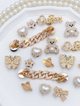 18 Pcs Fashionable & Versatile Gold Bear Chain Shoe Charms, Detachable DIY Garden Clog Accessories & Outdoor Floral Decorations