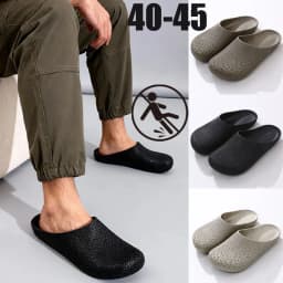 Men's Summer Breathable Clogs, Anti-Slip Outdoor Slip-On Sandals, Half-Cover Casual Work Shoes with Holes