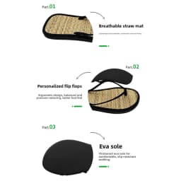 Breathable Summer Sandals,Rattan Sandals For Home/Outdoor Wear,Unisex Summer Flat Bottomed Straw Mat Slippers,For Casual Walk