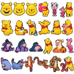 15-66Pcs Winnie Pooh Shoe Charms Set Cartoon Shoes Decoration Accessories DIY Classic Clog Sandal Buckle Friends Gifts