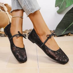 Fashionable Best Selling New Comfortable Large Size Women's Shoes Spring/ Summer Elegant Square Toe Sexy Mesh Ballet Flat Shoes
