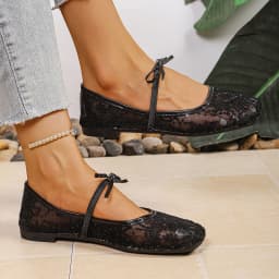 Fashionable Best Selling New Comfortable Large Size Women's Shoes Spring/ Summer Elegant Square Toe Sexy Mesh Ballet Flat Shoes