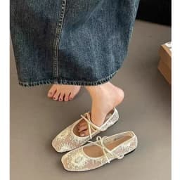 Fashionable Best Selling New Comfortable Large Size Women's Shoes Spring/ Summer Elegant Square Toe Sexy Mesh Ballet Flat Shoes