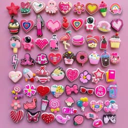 10/20/50 Sets of Randomly Mixed Pink Shoe Decorations, Pink Shoe Decoration Sets - Creative Street Style Shoe Decorations