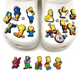 MINISO 18pcs Simpson Shoe Charms Decoration Anime Cute Sandals Shoes Accessories PVC Badges for Male and Female Children Gifs