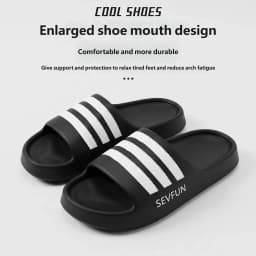 Men Striped EVA Slides Summer Non Slip Slippers Soft Cushion Open Toe Sandals Indoor Home Outdoor Beach Casual Shoes