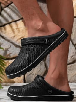 Men's All-Season Casual Simple Everyday Solid Color Eva One-Piece Flat Slip-On Closed-Toe Half-Mule Anti-Kick Anti-Splash Fishing Shoes Beach Shoes