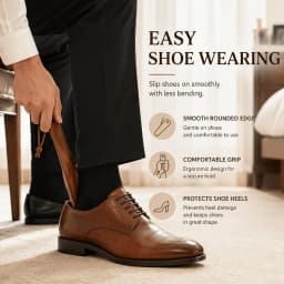 1Pc Wooden Shoehorn, Smooth Edge & Ergonomic Grip, Lightweight Durable Shoe Helper, Daily Use Essential, Great Gift for Family