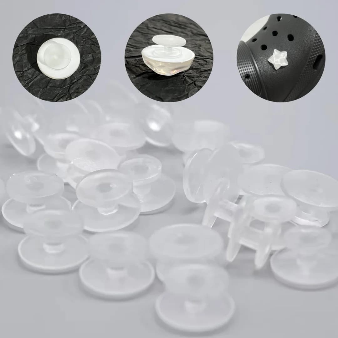 30Pcs Transparent & Black Buttons Accessories For DIY Sandal Shoe Charms Jewelry Decor