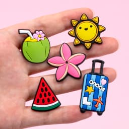 1/25pcs Pink Flower Heart Watermelon Shoe Charms Airplane Ticket Luggage Shoe Decoration Pins for Women Pizza Banana Clog Jeans