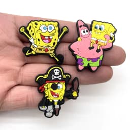 12pcs Potdemiel SpongeBob SquarePants Shoe Charms For Cartoon Clogs Sandals Decoration PVC Anime Shoe Accessories Gift