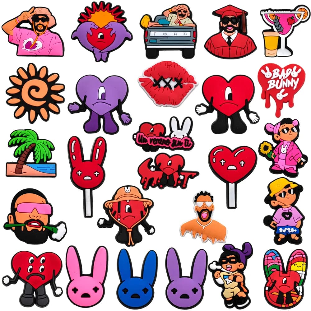 22Pcs/Set bad bunny Shoe Charms DIY Shoe Buckle Accessories PVC Shoe Decorations Christmas Gifts