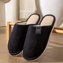 Men's Linen House Slippers, Non-Slip Soft Indoor Shoes, Breathable Comfort for Spring and Fall, Simple Closed-Toe Design