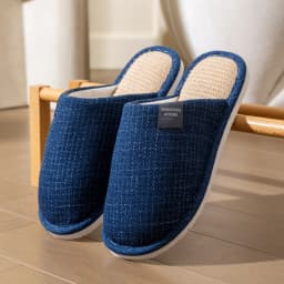 Men's Linen House Slippers, Non-Slip Soft Indoor Shoes, Breathable Comfort for Spring and Fall, Simple Closed-Toe Design