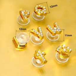 Golden Letters Crystal Diamond Alloy Charms Accessories Fashion Soft PVC Shoes Buckle Kids Decoration Design Wholesale 1Pcs