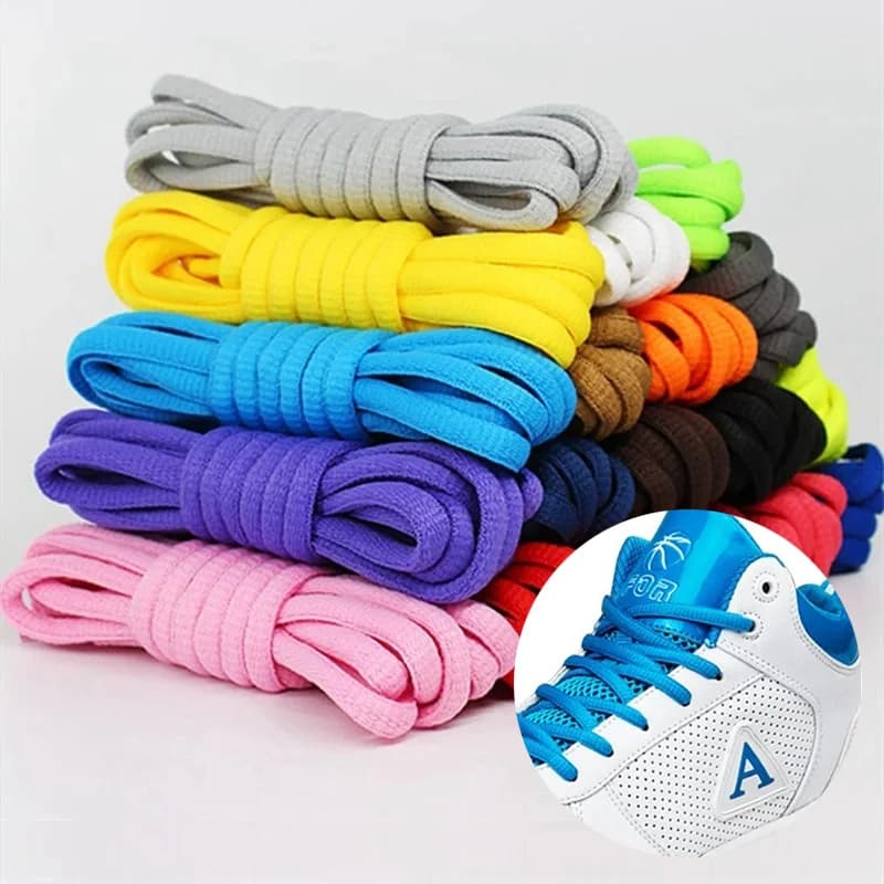Durable Oval Polyester Flat Shoe Lace Semicircle Sports Shoelaces Classic Casual Boots Shoestrings for Adult Unisex