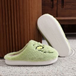 Autumn Winter Fashion New Plus Size Women's Home Slippers Indoor Lazy Green Fur Monster Plush Flat Bottom Comfortable Cotton Mop