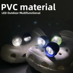 2pcs LED Shoe Lights Charms Sandal Buckle PVC Accessories Clogs Garden Shoes HeadLight 3 Lighting Modes 