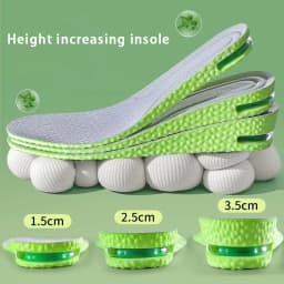 1Pair Air Cushion Height Increase Insoles Breathable Sweat and Anti-Odour Insole Shock Absorbing Insole for Sports Shoes