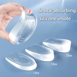 1Pair Men's and Women's Height Increasing Insoles Invisible Elastic Heel Pads Silicone Shock Absorbing Insoles