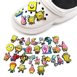 12-100Pcs Potdemiel Spongebob Shoe Charms Pins Shoes Decoration Accessorie For Bubble Slides Clog Sandal Wristbands