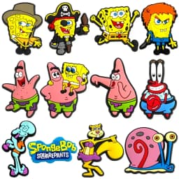 12-100Pcs Potdemiel Spongebob Shoe Charms Pins Shoes Decoration Accessorie For Bubble Slides Clog Sandal Wristbands