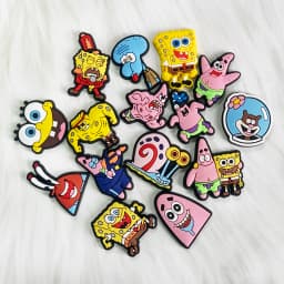 SpongeBob Cartoon Shoe Charms 1-20pcs Set SpongeBob SquarePants DIY PVC Decorations for Clog Sandals Kids Gift Shoe Accessories