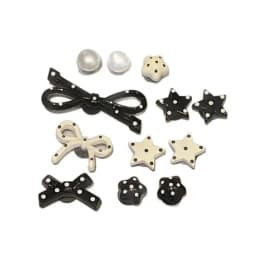 New 1Set Black White Dot Shoe Charms Set DIY Bow Star Pearl Shoe Decorations Silver Advanced Detachable Buckle Shoes Accessories
