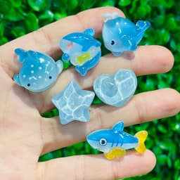 6pcs Cartoon Blue Whale Shark Dolphin Star Heart Resin Shoe Charms Buckle Clog Garden Shoes Decorations Hole Slipper Accessories