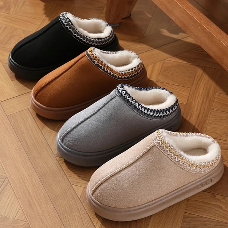 New Fashion Fluffy Platform Slippers for Women 2025 Winter Plush Warm Cotton Shoes Woman Comfort Non Slip Unisex Home Slippers