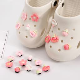 10 PCS Romantic Cherry Blossoms Shoe Charms for Crocs DIY All-match Detachable Shoes Buckle Decoration Accessories Gifts