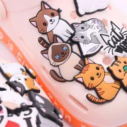 1-17PCS PVC Kawaii Animal Cat Mom Sandal Shoe Decoration Buckle Charms Fit Wristbands Hole Slipper Accessories Kid Xmas Gift