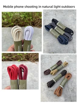 Round Pure Cotton Waxed Shoelaces 1 Pair 60/70/80/90/100/120/140/160/180cm Oxford Shoe Laces Boots Laces Waterproof Leather 12 C