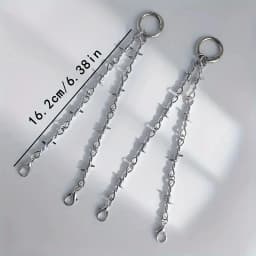 1pair/2pcs Gothic Punk Style Detachable Double Thorn Shoe Decor Chain Easy-Release Buckle Mechanism Ideal DIY Fashion Accessory