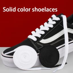 White Black Classic Shoe Laces Solid Color 8mm Wide Flat Shoelace Sneakers Quality Laces 2Pcs/6Pcs/10Pcs