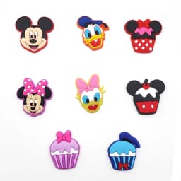8Pcs Cute Mickey Minnie Donald PVC Shoe Charms Cartoon Cupcake Pattern Detachable Clog Shoe DIY Decor Accessories