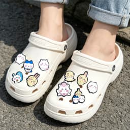 New 10pcs Creativity Cute Japan Cartoon Series PVC Shoe Accessories Fit Wristbands Hole Slipper DIY Detachable Fashion Gifts
