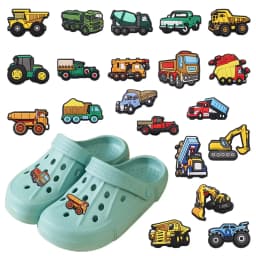 1-20PCS Cute Cartoon Vehicle Transportation Car Tractor PVC Shoe Charms Buckle Clog Garden Shoes Button Decorations Kid Boy Gift