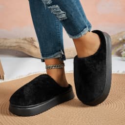 Women's Versatile Casual Flat-Soled Comfortable Warm Indoor and Outdoor Closed-Toe Thick-Soled Slippers for Autumn and Winter