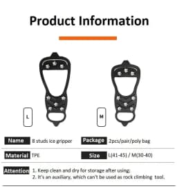 8 Teeth Ice Gripper Spike For Shoes Winter Outdoor Anti-slip Hiking Mountain Climbing Ice Snow Crampons Anti-slip Shoe Covers